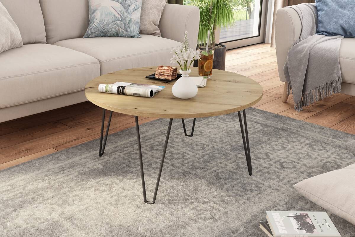 byLIVING Couchtisch FLAIR Eiche schwarz Holzwerkstoff Metall