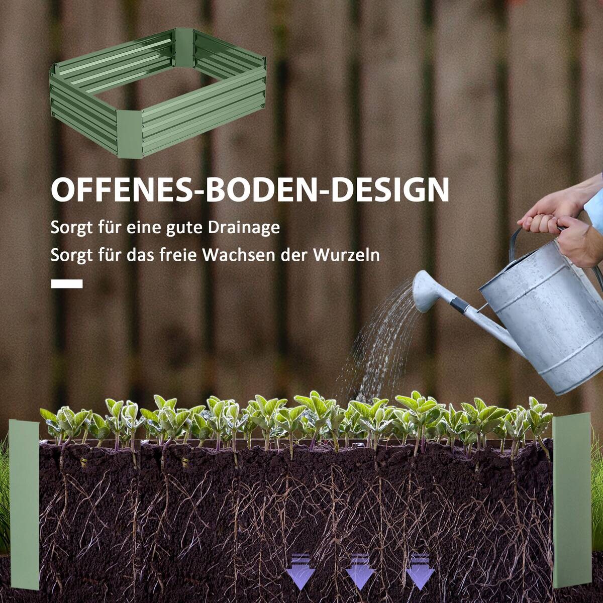 Outsunny Hochbeet dunkelgrün Stahl B/H/L: ca. 90x30x120 cm