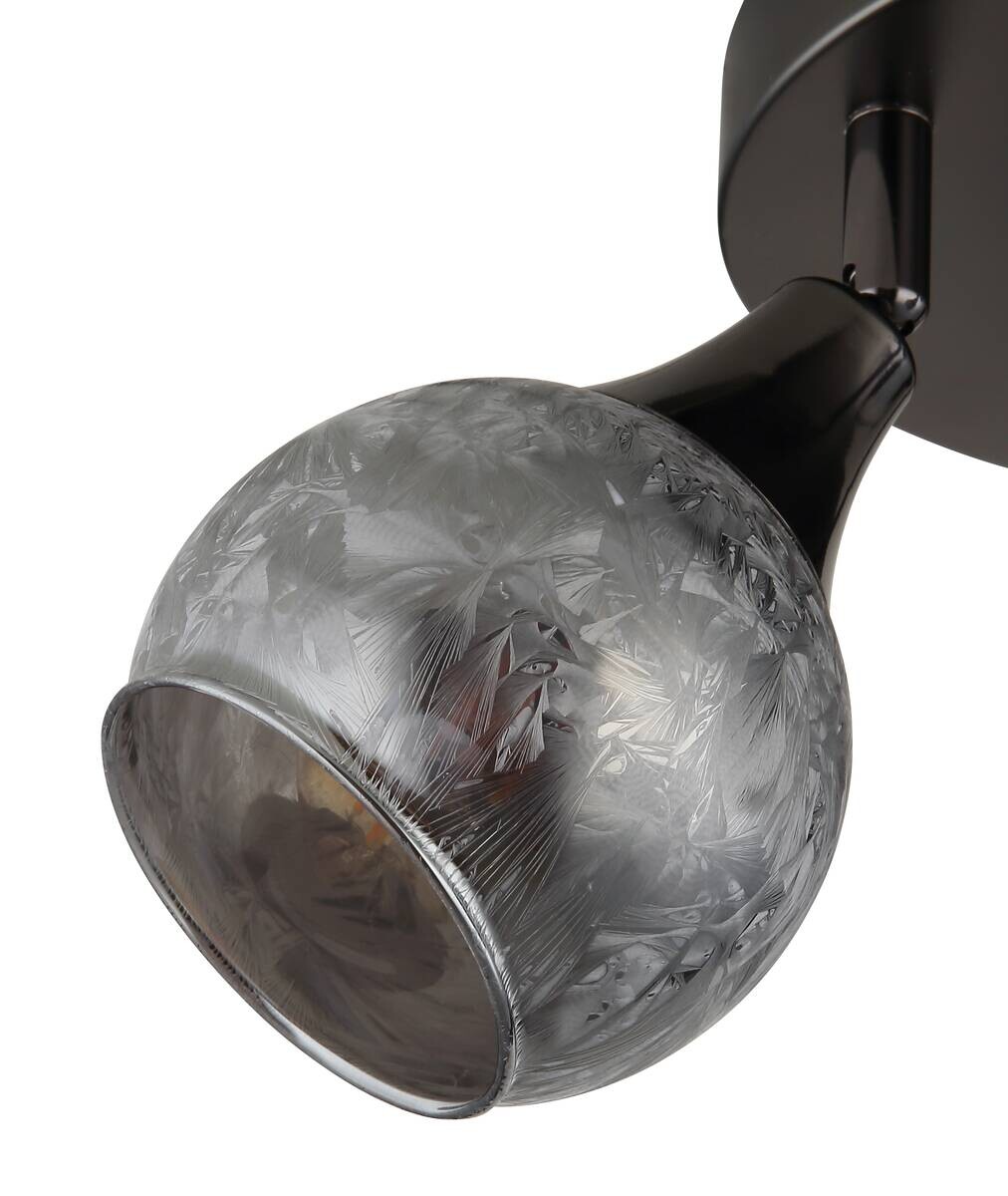 GLOBO Strahler schwarz Chrom Glas Metall B/H/L: ca. 14x22,5x23 cm E14 3 Brennstellen