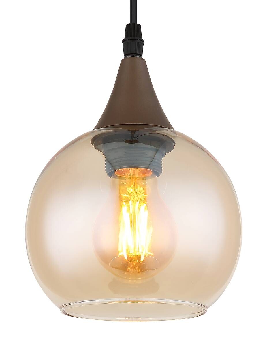 Pendelleuchte Nika Cappuccino amber Metall Glas H/D: ca. 120x15 cm E27 1 Brennstellen
