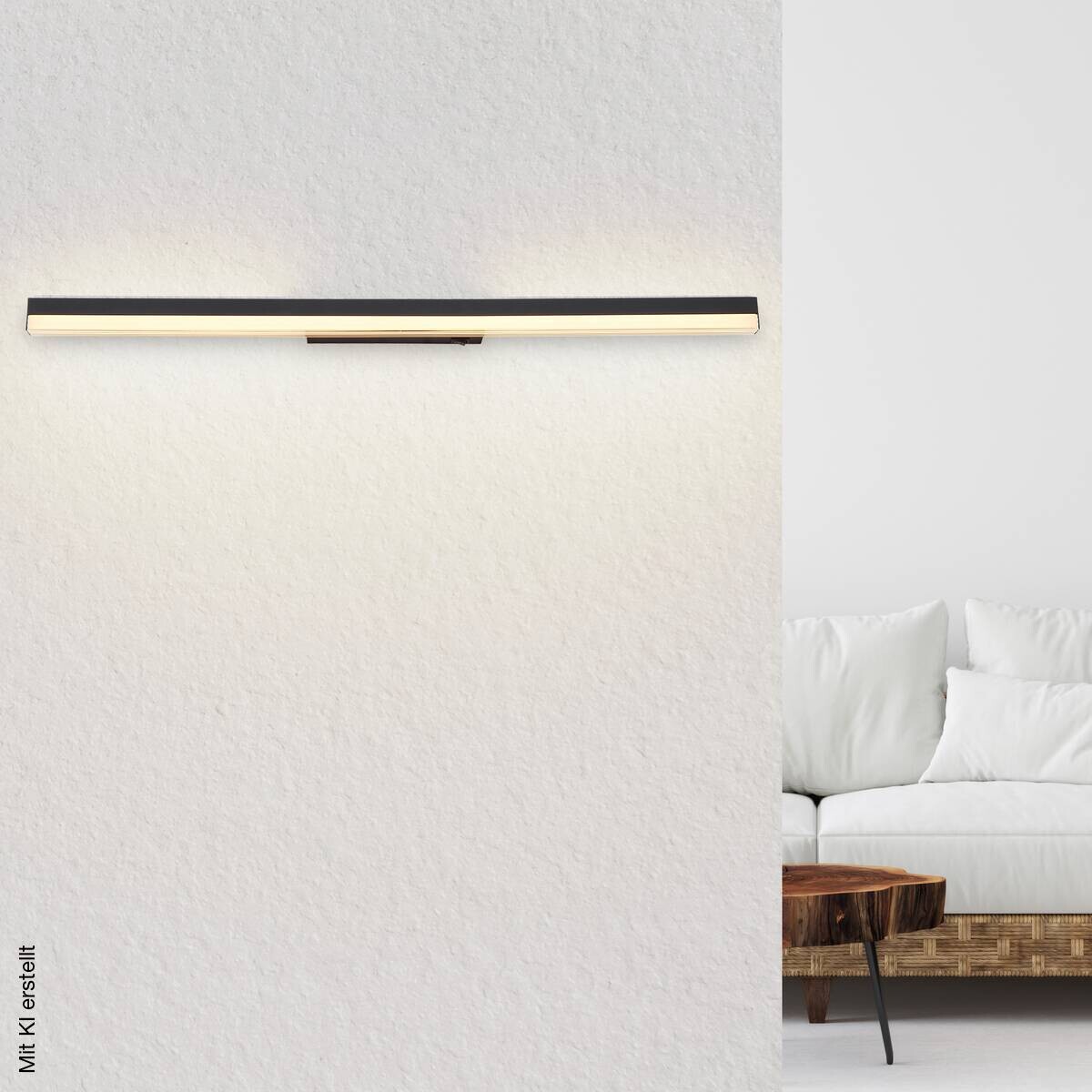 GLOBO LED-Wandleuchte Opal schwarz Metall Acryl B/H: ca. 80x4 cm