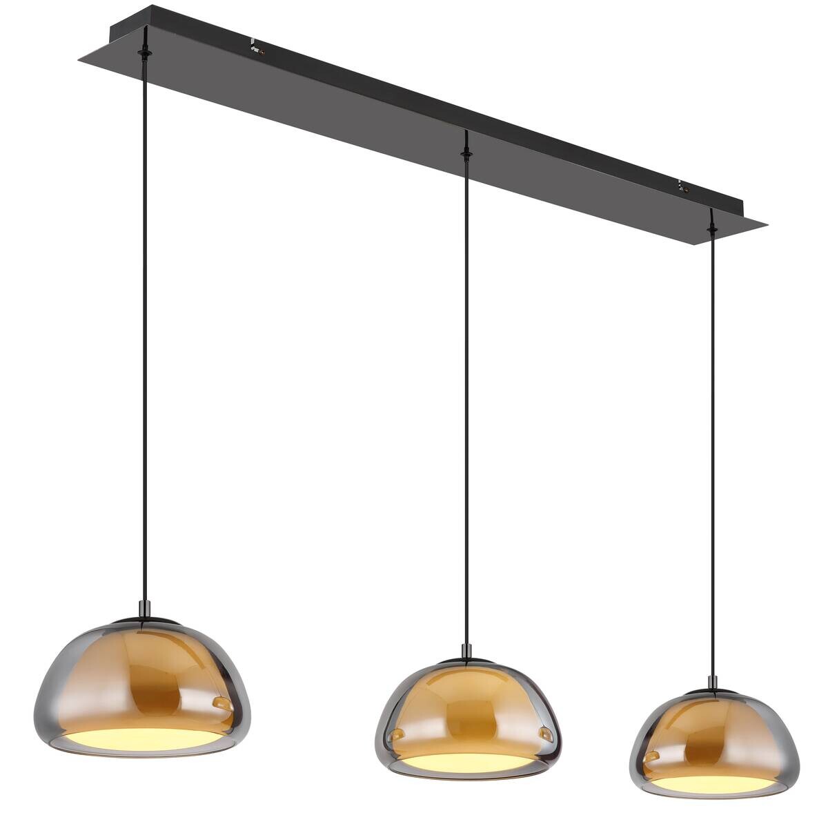 GLOBO Hängeleuchte Chrom schwarz Glas Metall B/H/L: ca. 36x21x101 cm