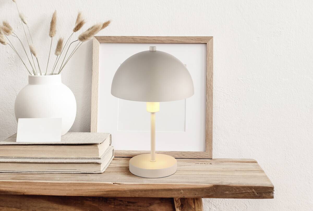 GLOBO Tischleuchte sand Metall H/D: ca. 31x20 cm E14 1 Brennstellen