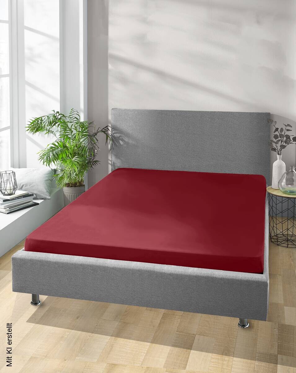 Jersey Spannbetttuch bordeaux Baumwolle B/H/L: ca. 100x28x200 cm