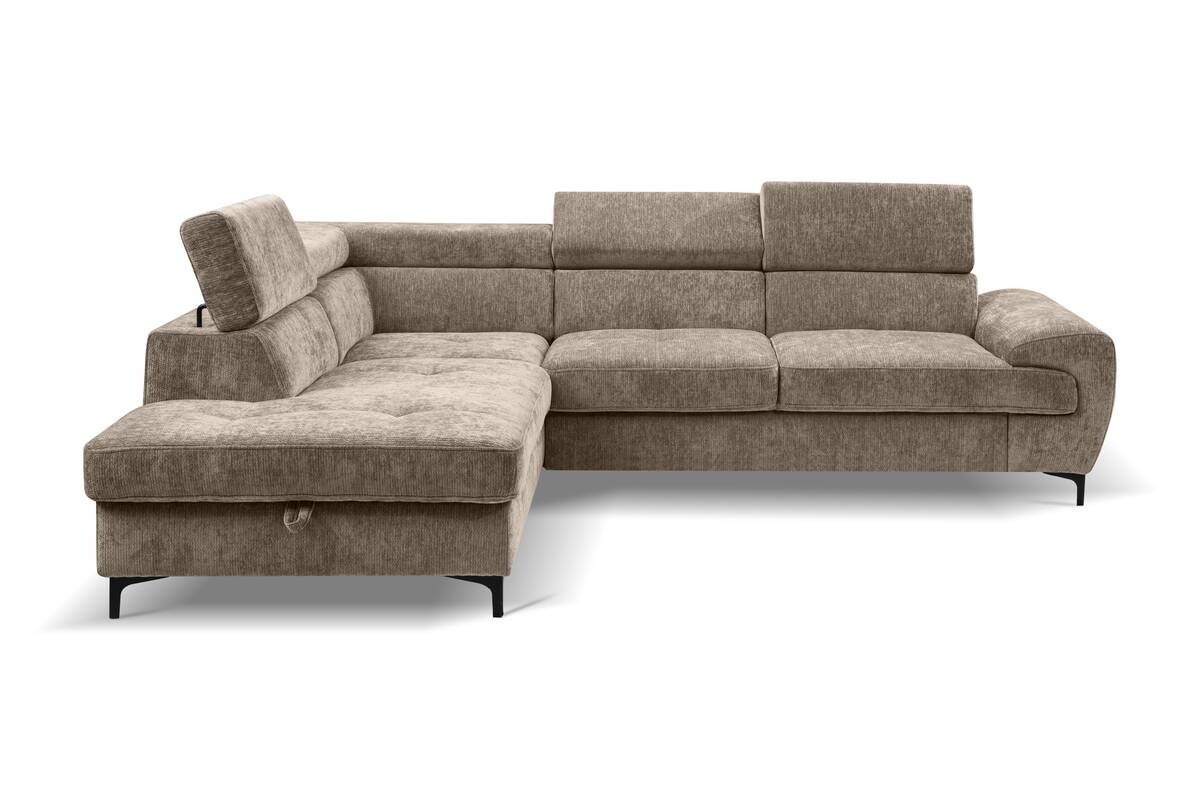 Ecksofa mit Bettfunktion und Bettkasten taupe Microfaser B/H/T: ca. 256x73x202 cm