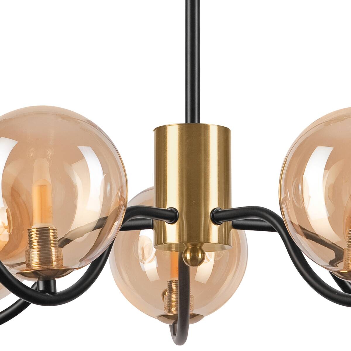 Lamkur Pendelleuchte GEORGIA 49281 schwarz gold Glas Stahl H/L: ca. 48,5x54 cm E27 5 Brennstellen