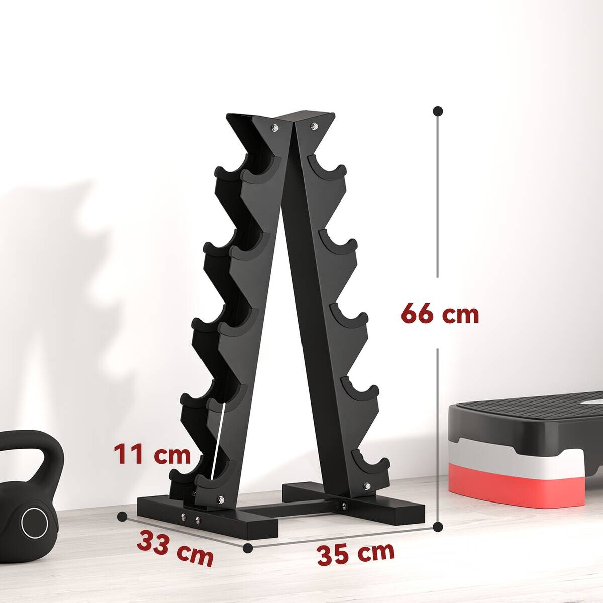 SPORTNOW Hantelständer schwarz Stahl B/H/L: ca. 33x66x35 cm
