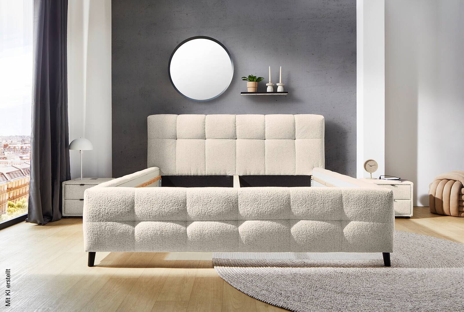 Polsterbettgestell beige Polyester Liegefläche B/L: ca. 180x200 cm