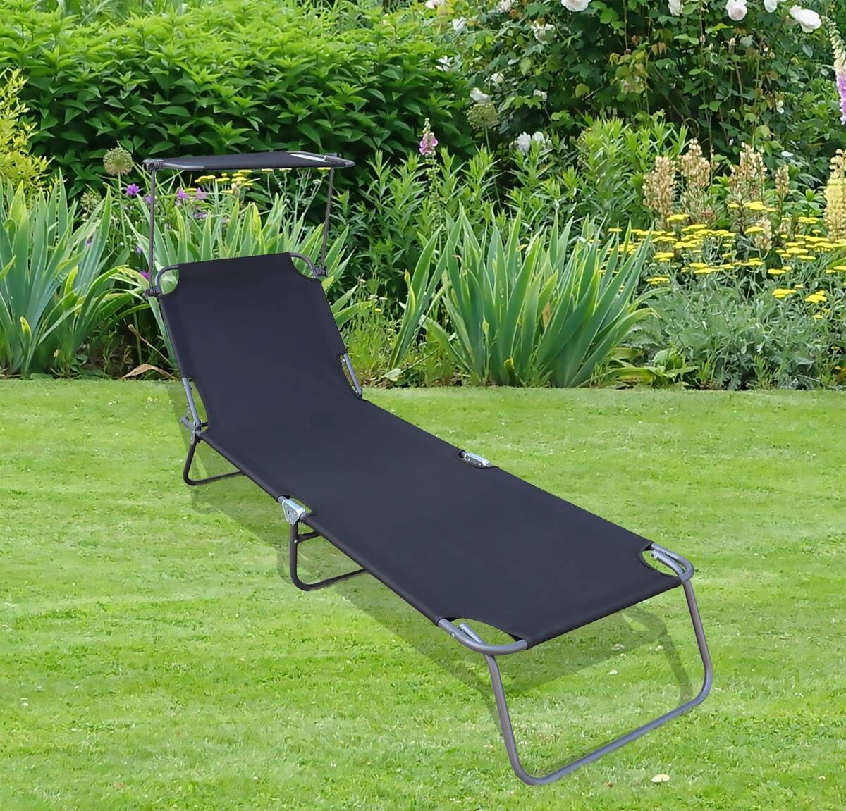 VCM Sonnenliege anthrazit Polyester-Mischgewebe B/H/L: ca. 55x34x190 cm