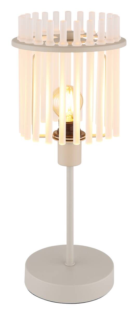 GLOBO Tischleuchte sand Metall Glas H/D: ca. 37,5x15 cm E14 1 Brennstellen