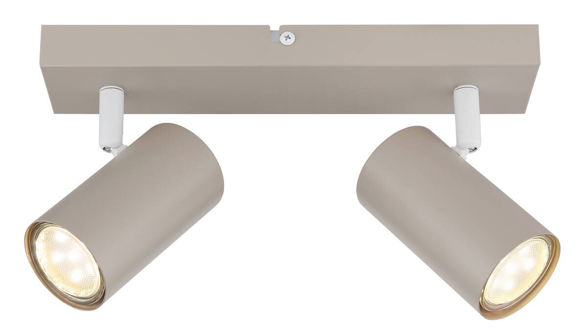 GLOBO Spot 2-flg. Robby sand weiß Metall B/H/L: ca. 26x6x12 cm GU10 2 Brennstellen