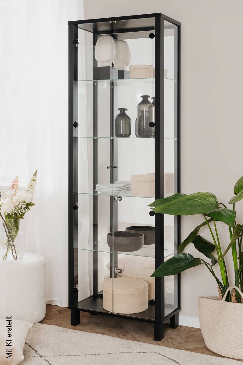 Vitrine Albi schwarz B/H/T: ca. 62x189x33 cm