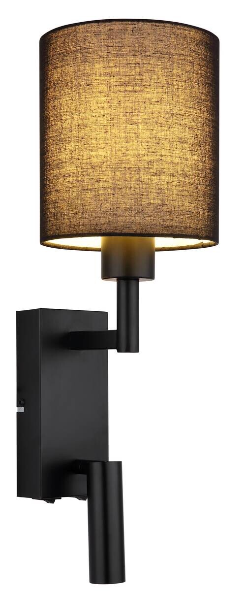 GLOBO Wandleuchte schwarz Metall B/H/L: ca. 17x45,5x15 cm E27 2 Brennstellen