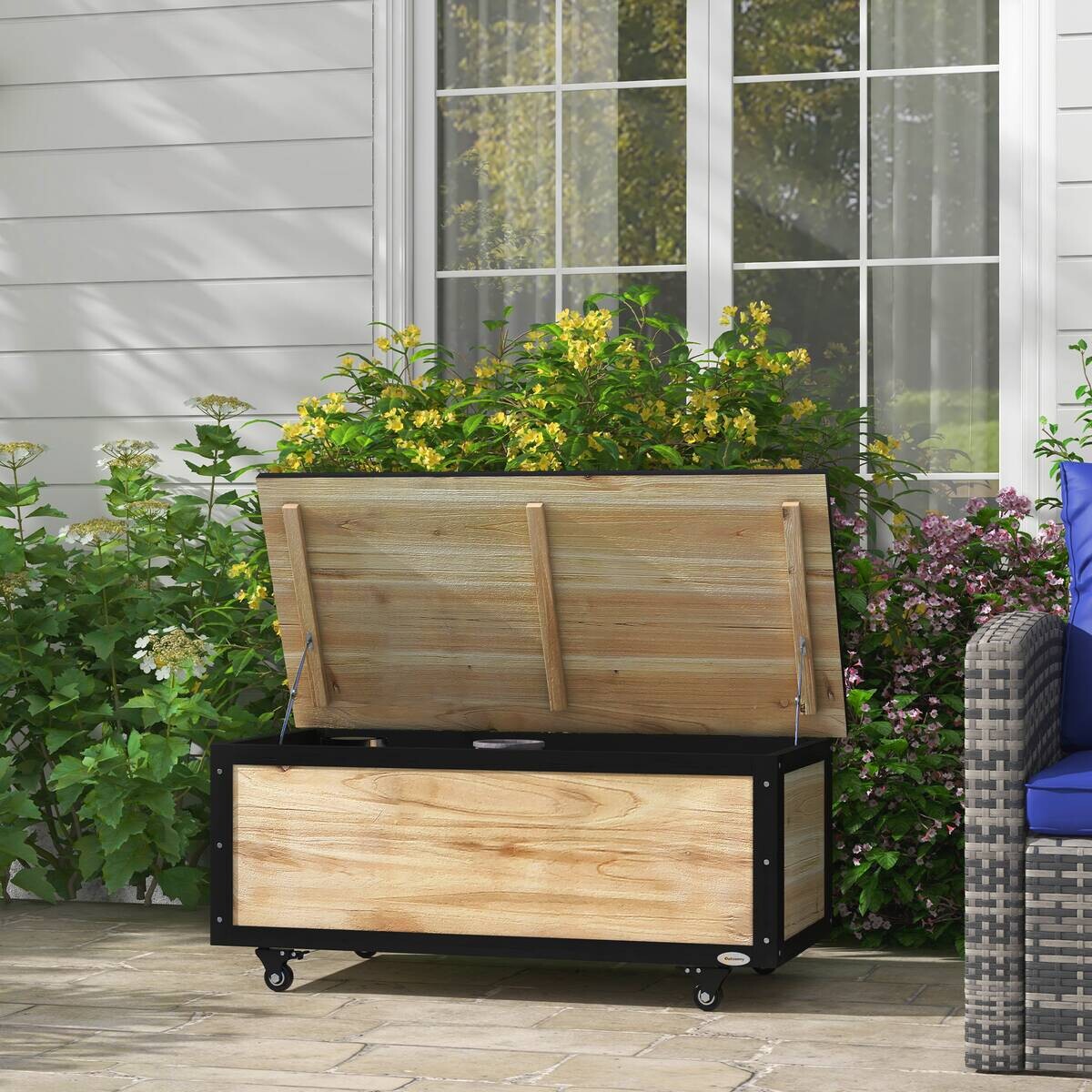 Outsunny Aufbewahrungsbox natur Polypropylen B/H/L: ca. 50x100x43 cm