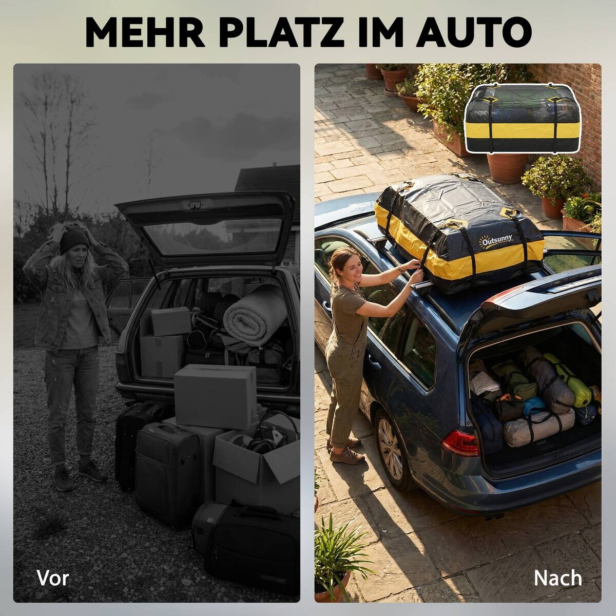 Outsunny Auto-Dachbox B/H/T/L: ca. 86x43x86x112 cm