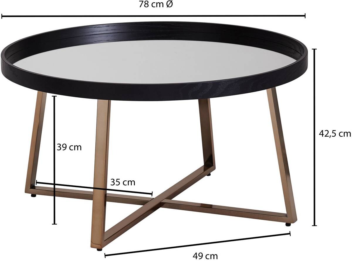 Wohnling Couchtisch schwarz B/H/T: ca. 78x42x78 cm