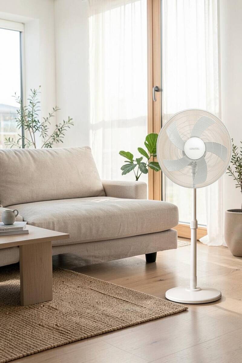 Opviq - Kumtel Standventilator weiß Kunststoff B/H/L: ca. 40,5x121x40,5 cm