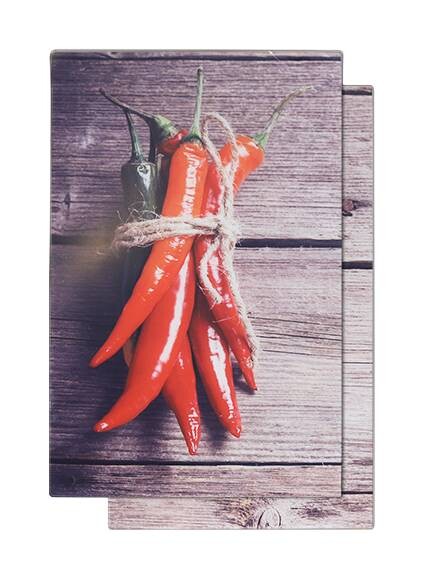 HI Herdblende-/Abdeckplatte Chili & Paprika Glas