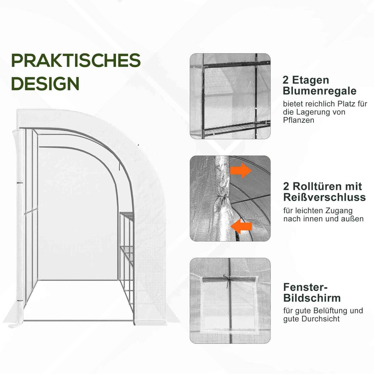 Outsunny Gewächshaus B/H/L: ca. 150x213x300 cm weiß