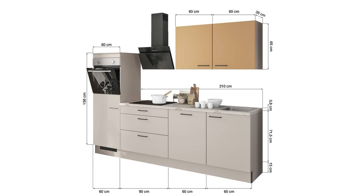 artego Küchenblock Feel Feel Kaschmir B/H/T: ca. 270x210x60 cm
