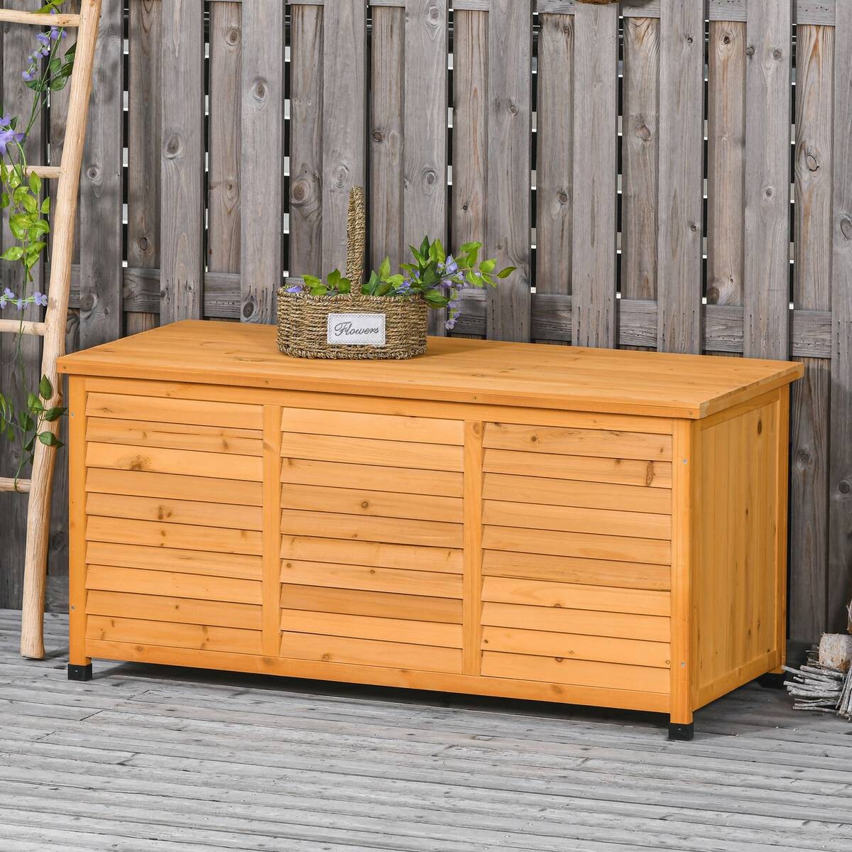 Outsunny Gartenschrank natur Holz B/H/L: ca. 56x60x127 cm
