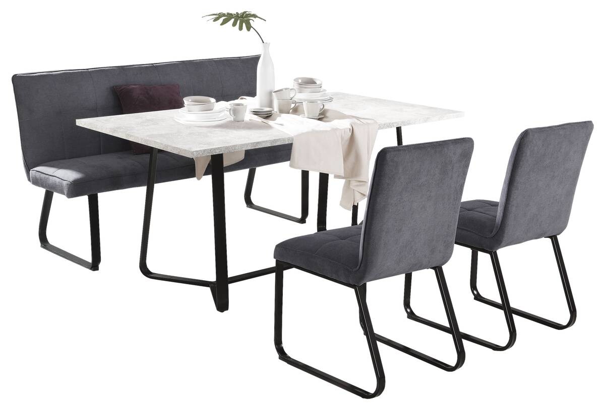 Stuhl TALEA 2er-Set dunkelgrau schwarz Webstoff Metall B/H/T: ca. 46x86x55 cm