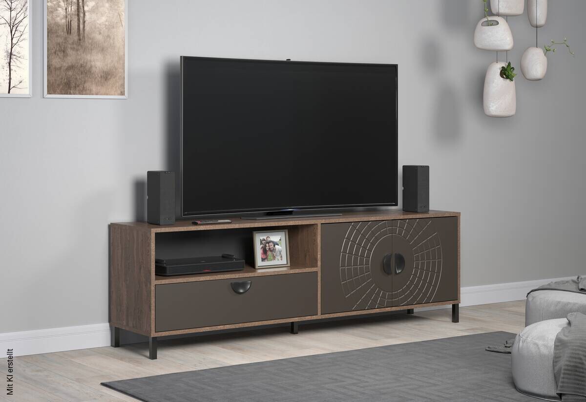 Lowboard Fusion Eiche dunkel Nachbildung bronze Optik B/H/T: ca. 183x55x40 cm