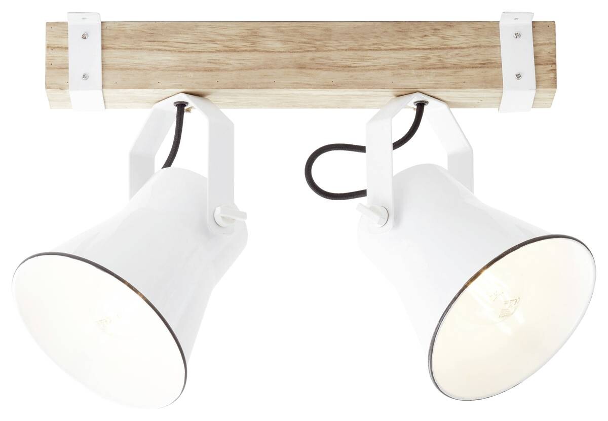 Brilliant Spotbalken Plow weiß natur Metall Holz B/H/T: ca. 40x24x17 cm E27 2 Brennstellen
