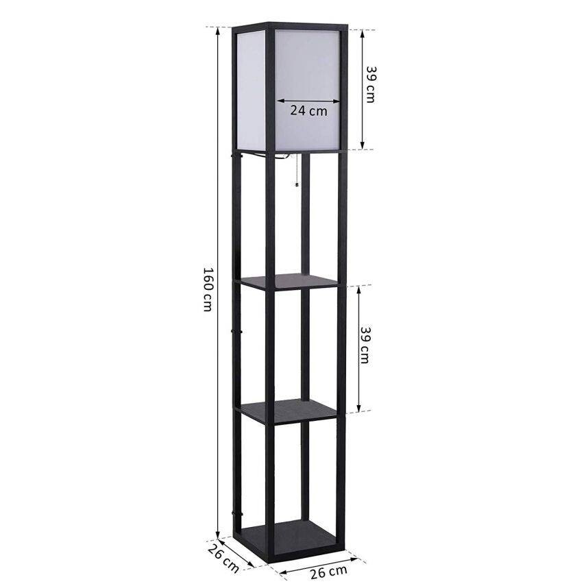 HOMCOM Stehlampe 833-623 schwarz MDF Stoff B/H/T: ca. 26x160x26 cm E27 1 Brennstellen