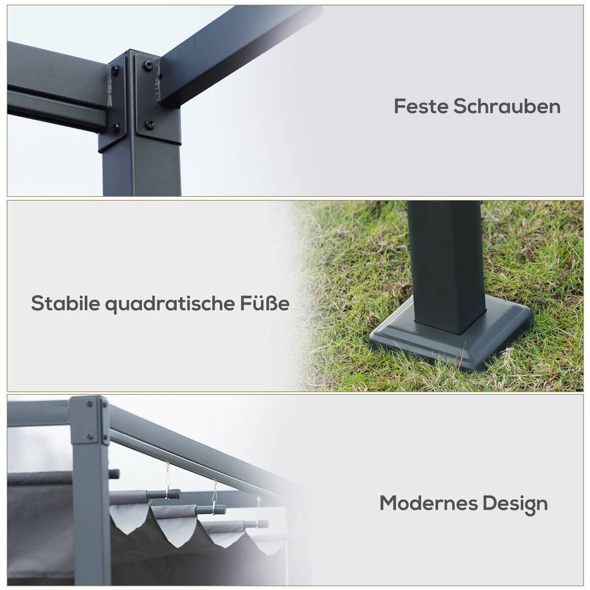 Outsunny Pergola dunkelgrau Stahl B/H/L: ca. 300x222x400 cm