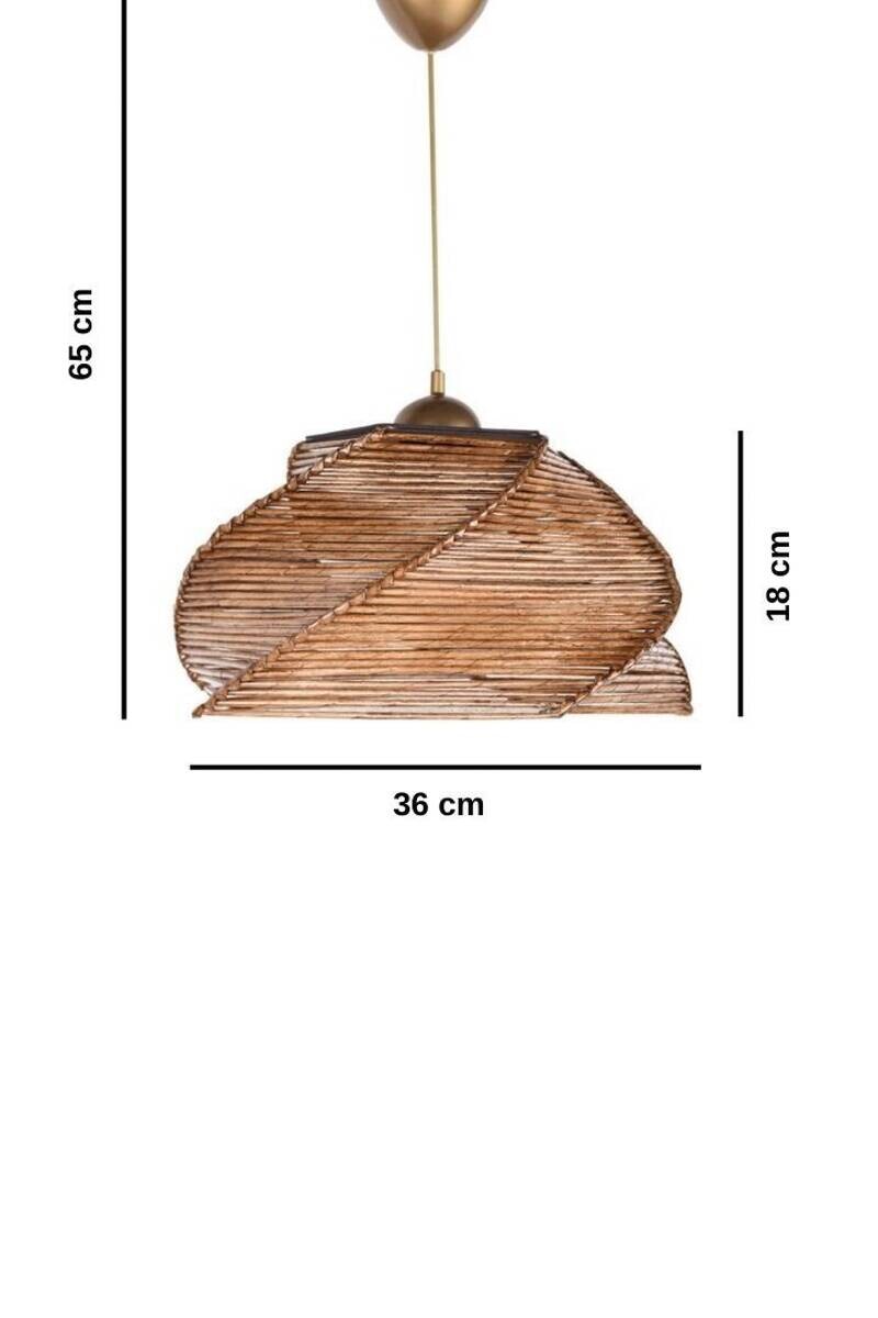 Opviq Pendelleuchte Pentagone Bambus B/H/T/L/D: ca. 36x65x36x36x36 cm E27 1 Brennstellen