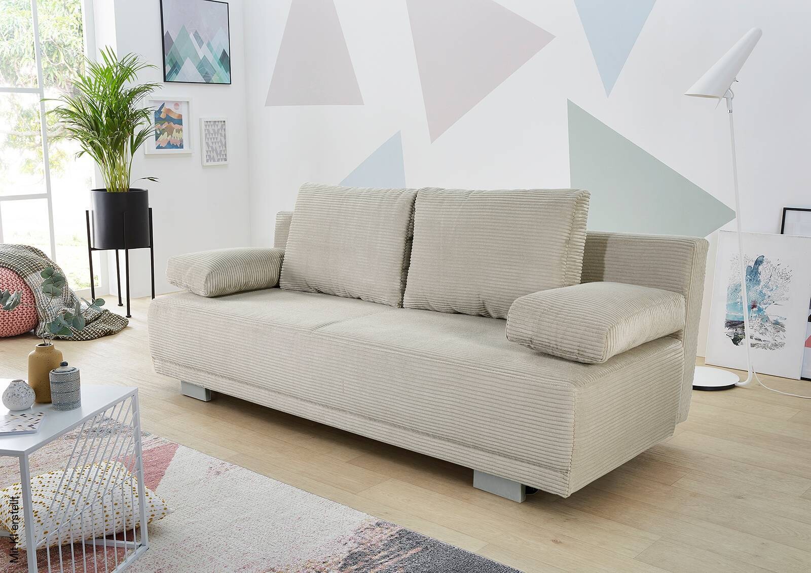 Schlafsofa Greige Microfaser B/H/T: ca. 196x78x82 cm