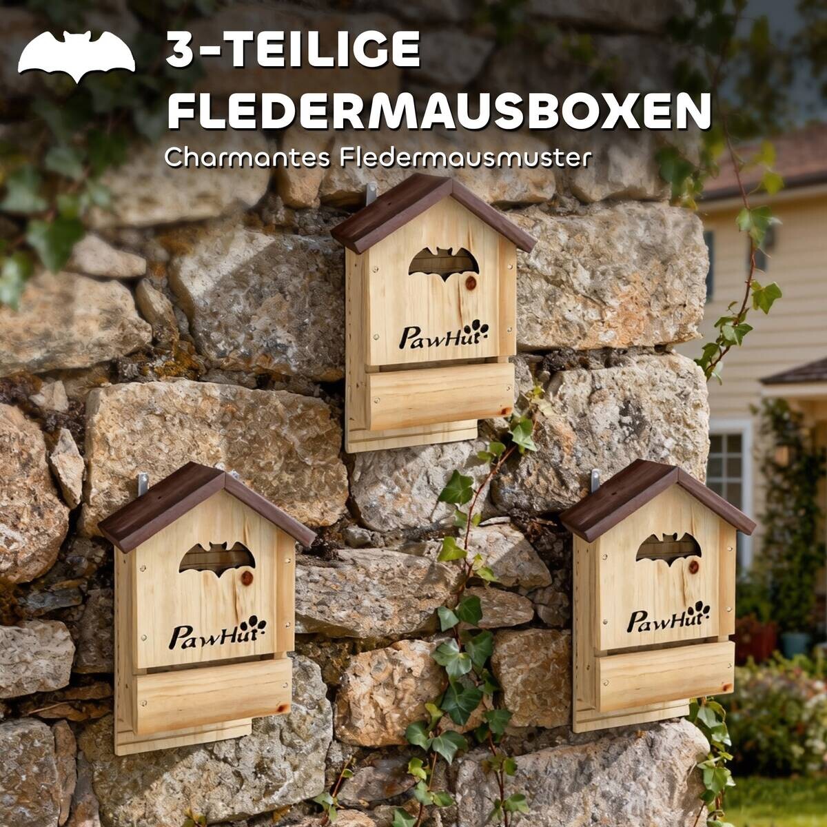 PawHut Fledermauskasten B/H/T/L: ca. 11,5x34x11,5x21,5 cm