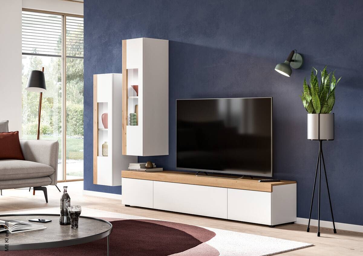 Vitrinenschrank RUDA Artisan Oak Nachbildung weiß B/H/T: ca. 30x112x33 cm