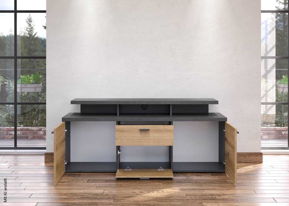 TV-Lowboard Mood Eiche Evoke Coast Nachbildung Matera Nachbildung B/H/T: ca. 151x66x47 cm