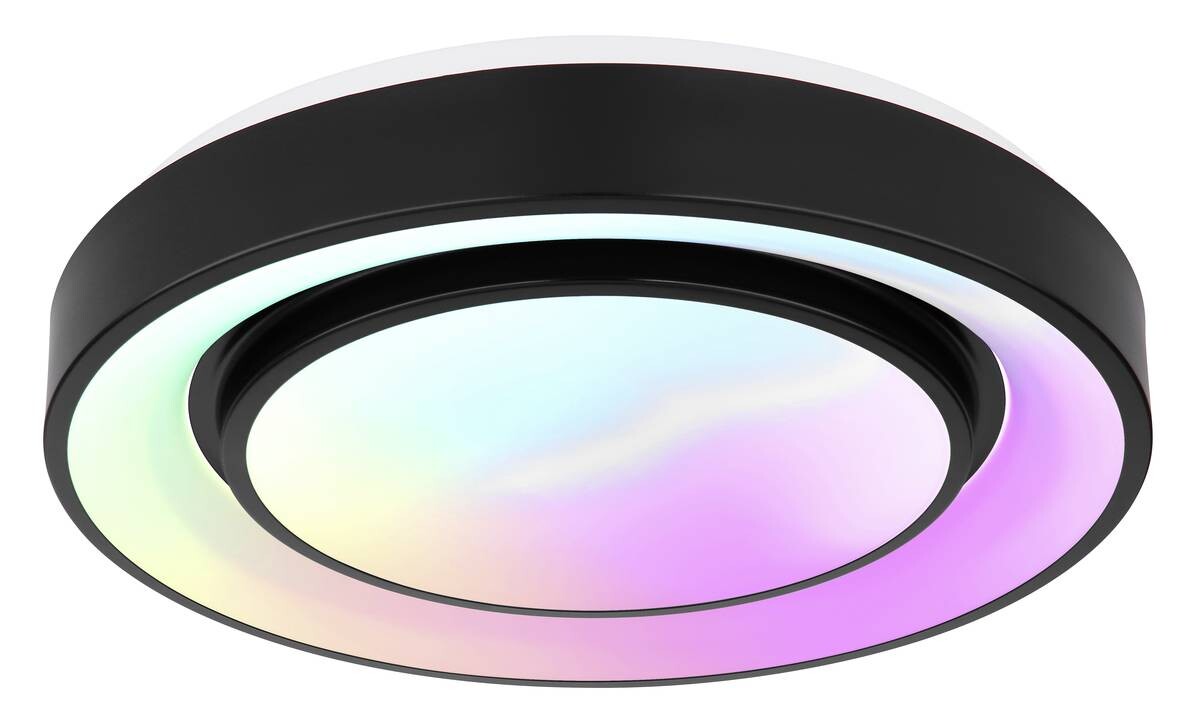 GLOBO Deckenleuchte Sully schwarz Opal Metall Kunststoff H/D: ca. 7,5x38 cm