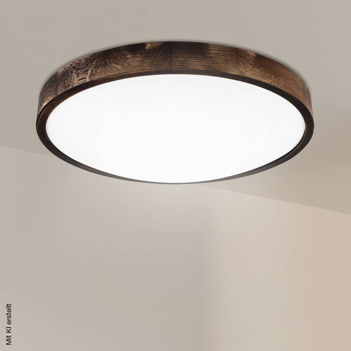 Lamkur Deckenleuchte Eiche Holz Glas B/H/L: ca. 48,5x12x48,5 cm