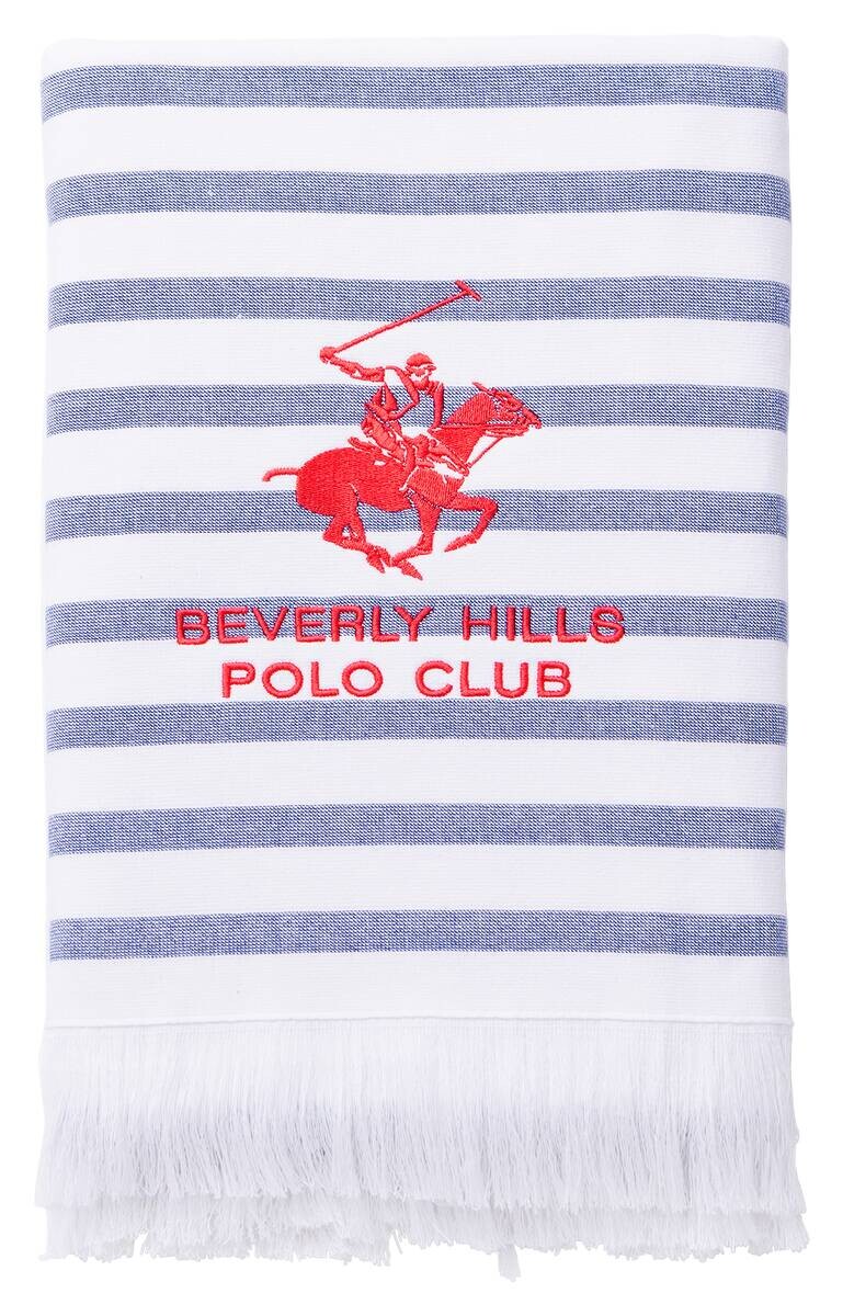 POLO CLUB Hamamtuch POLO CLUB blau weiß 100% Baumwolle B/L: ca. 80x165 cm