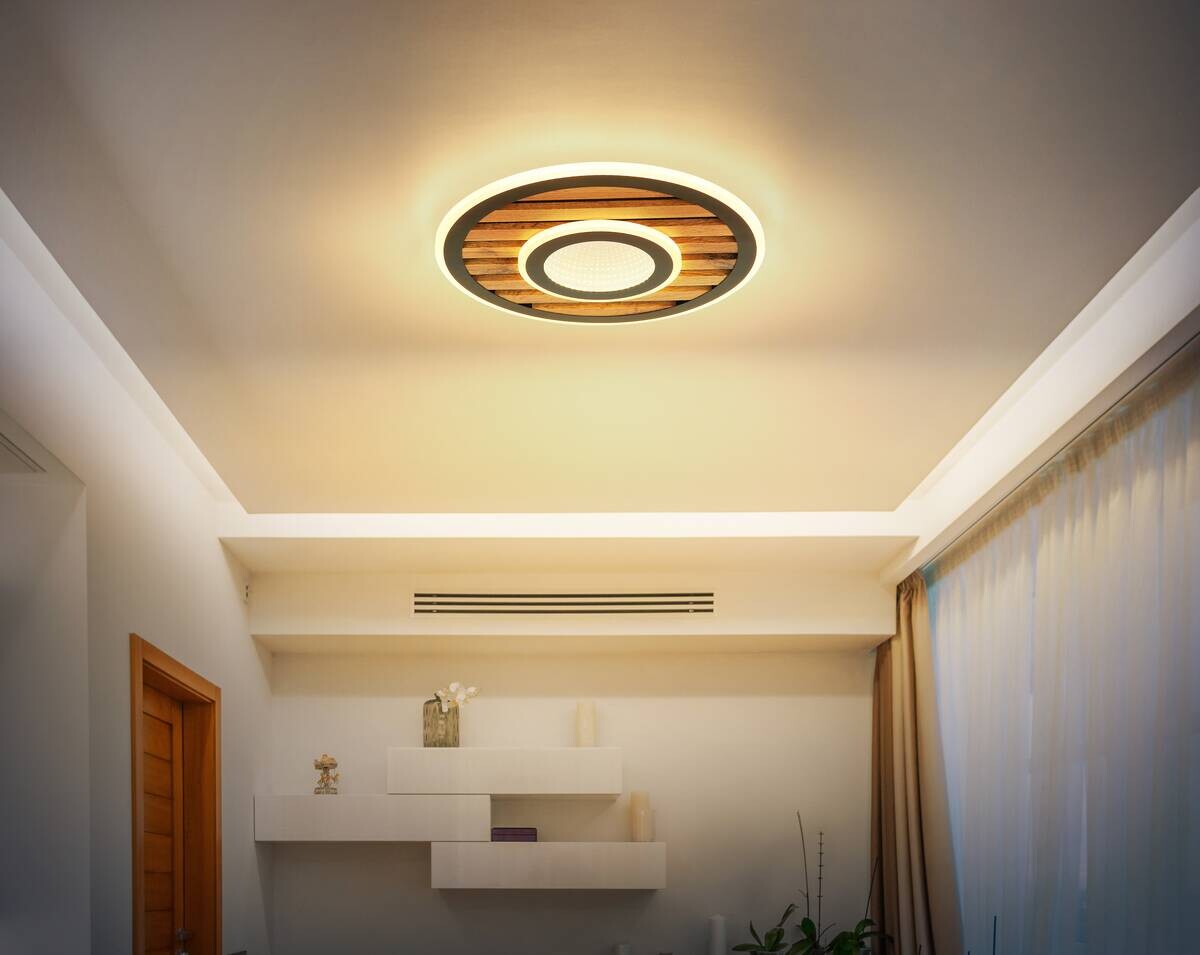 GLOBO Deckenleuchte Opal mattschwarz Metall MDF H/D: ca. 6x40 cm 1 Brennstellen