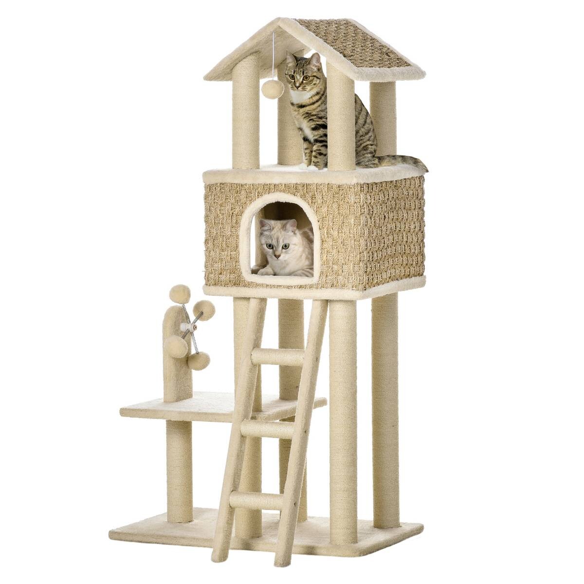 PawHut Kratzbaum beige Polyester B/H/L: ca. 40x131x69 cm