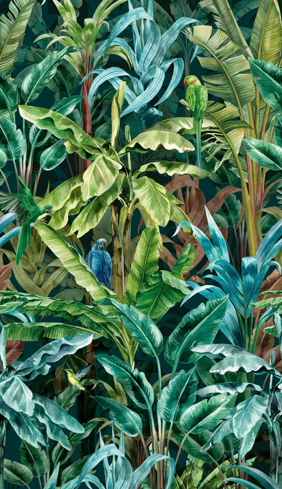 Livingwalls Fototapete Tropical Flair blau braun grün B/L: ca. 280x159 cm