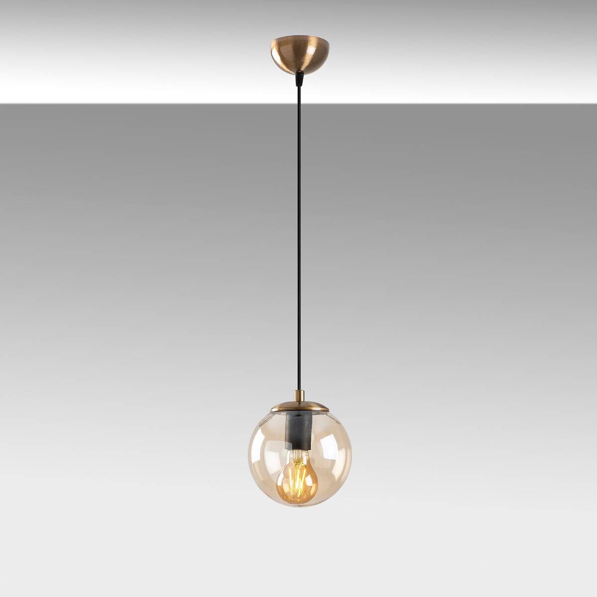 Opviq Pendelleuchte Efe gelb bronze Glas Metall B/H/T/L/D: ca. 15x110x15x15x15 cm E27 1 Brennstellen