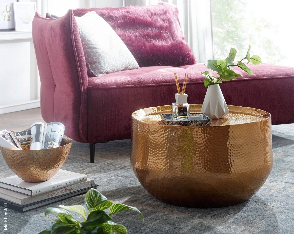 Couchtisch gold B/H/T: ca. 60x35x60 cm