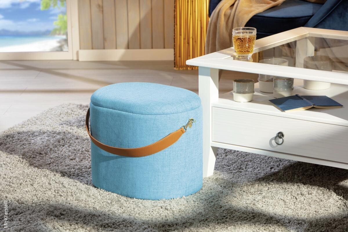 Inter Link Hocker Dilia hellblau MDF B/H/T: ca. 42x36x30 cm