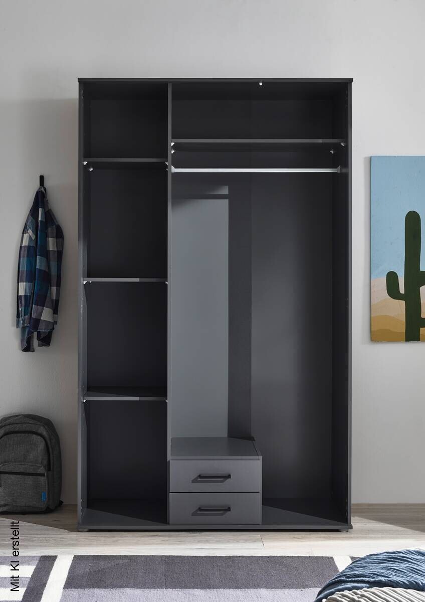 Kleiderschrank Laurie Graphit B/H/T: ca. 120x196x54 cm