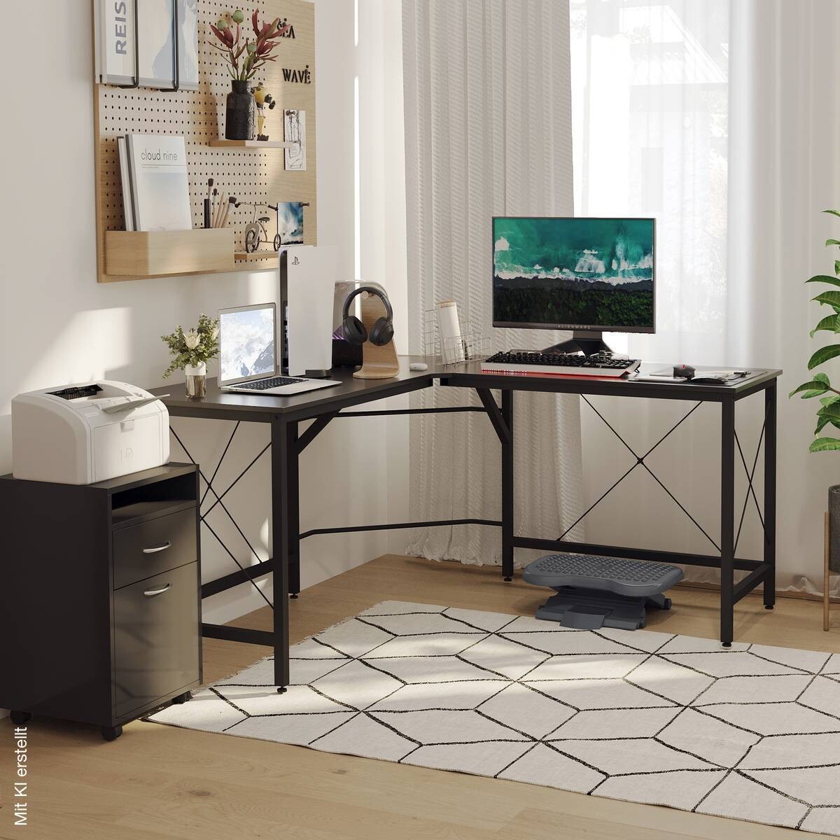 Computertisch 836-122BK schwarz B/H/L: ca. 150x76x150 cm