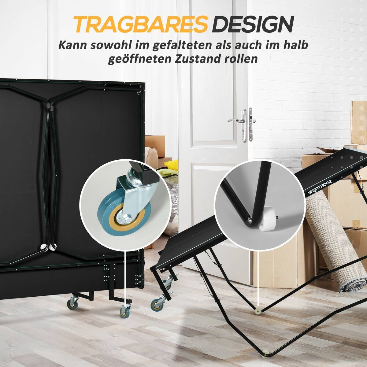 SPORTNOW Tischtennisplatte schwarz Stahl B/H/L: ca. 152,5x76x274 cm