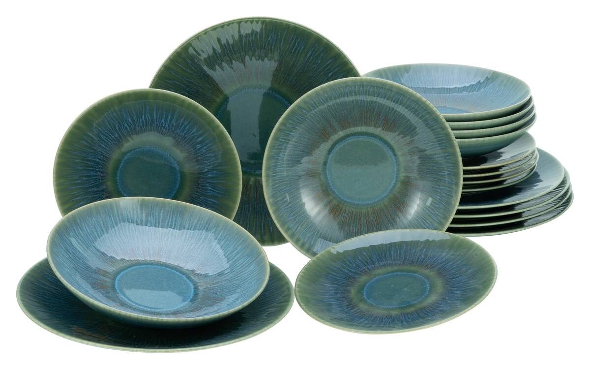 CreaTable Tafelservice Sea Breeze grün Steinzeug 18 tlg.