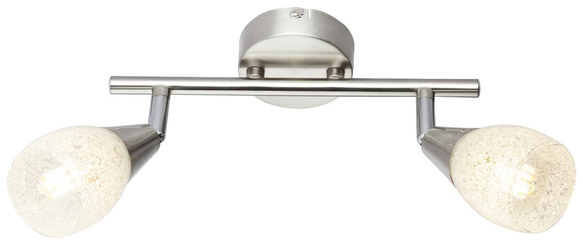 GLOBO Spotbalken Franziska nickel matt klar Glas Metall B/H/L: ca. 8x19x26 cm 2 Brennstellen