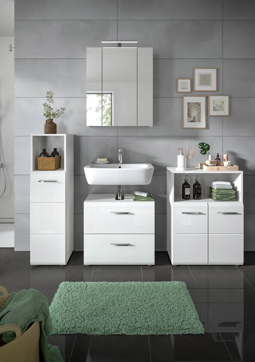 Badezimmer-Set ICE weiß weiß Hochglanz B/H/T: ca. 180x190x32 cm